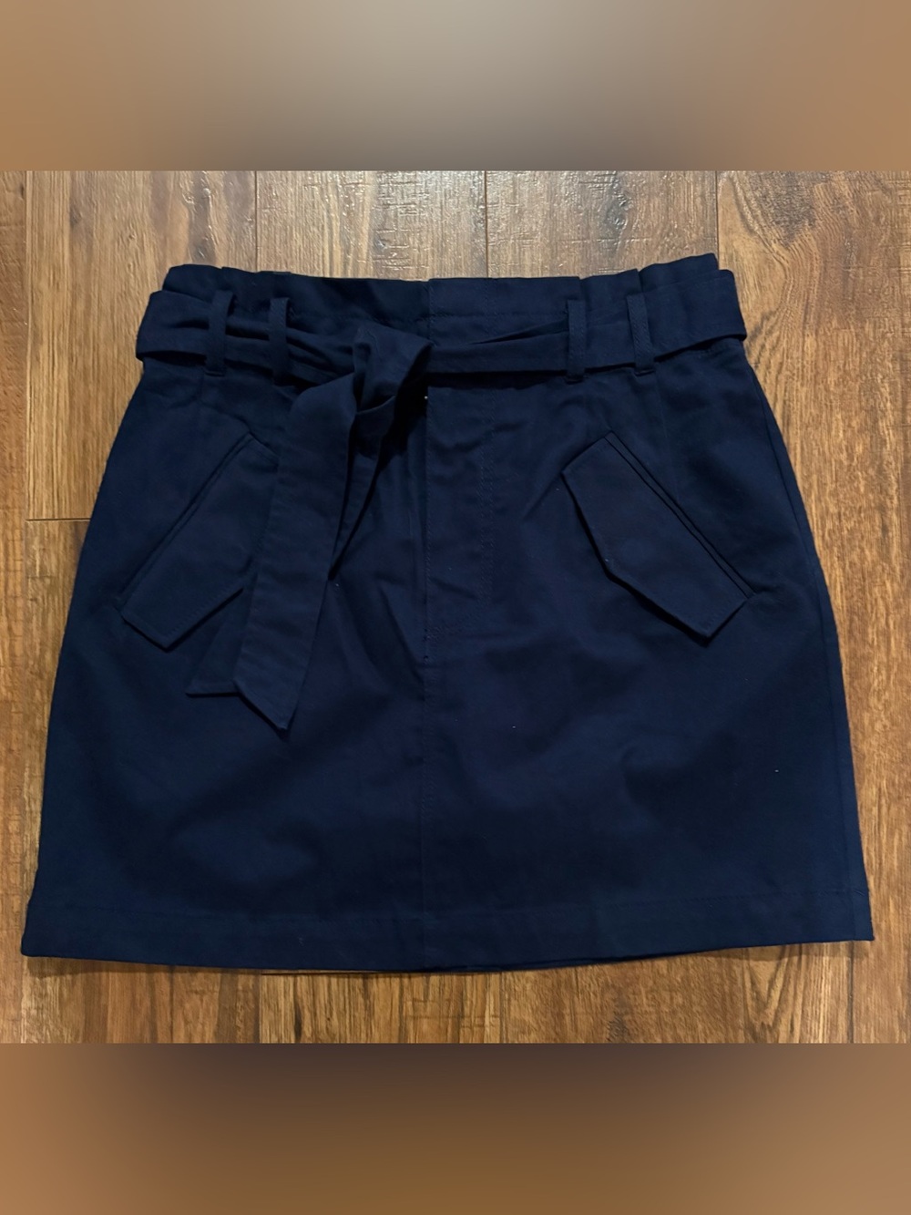 LOFT Navy Self-Tie Belt Skirt Size 6